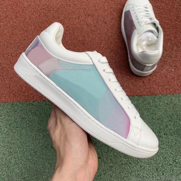 

men women leather flats chaussure casual shoes homme 5d chameleon sneakers italy espadrilles laser colorful rainbow low leisure sports shoe, Black