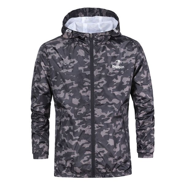

spring new casual jacket men's hooded camouflage windbreaker men's thin section slim sportsing jacket men, Black;brown