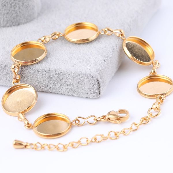 

Shukaki позолоченный браслет из нержавеющей стали Ободок Лотки Fitting 12мм Камея кабошо