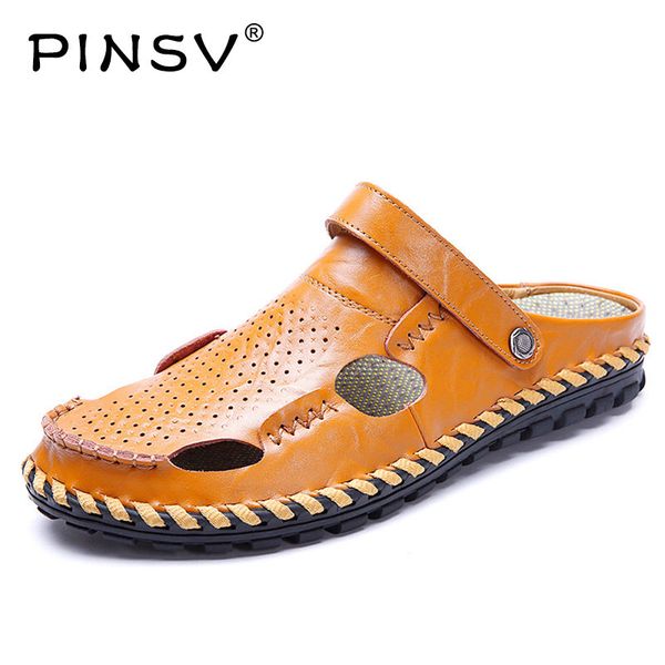 

summer shoes men sandals genuine fashion male sandalias beach shoes soft bottom breathable men sandalias hombre sandalia masculi, Black