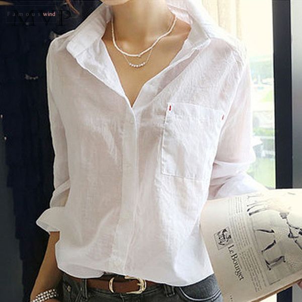 

white shirts blouses women cotton blouse blusas female spring shirt turn down collar long sleeve casual women