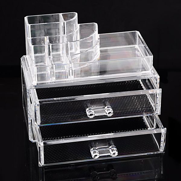 2019 Clear Plastic Storage Drawer Box Cosmetic Makeup Organizer