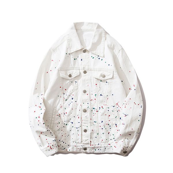 

mens jackets fashion casaul oversize hip hop jacket hip hop splash ink print retro white jacket streetwear m-xxl, Black;brown
