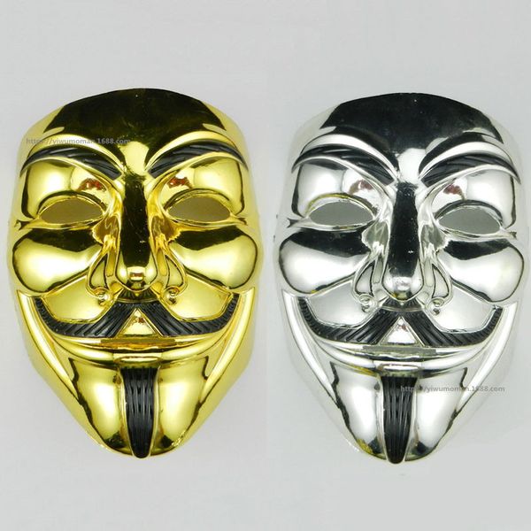 

pvc halloween v word electroplating mask cosplay costume movie stars party stage mask, Silver