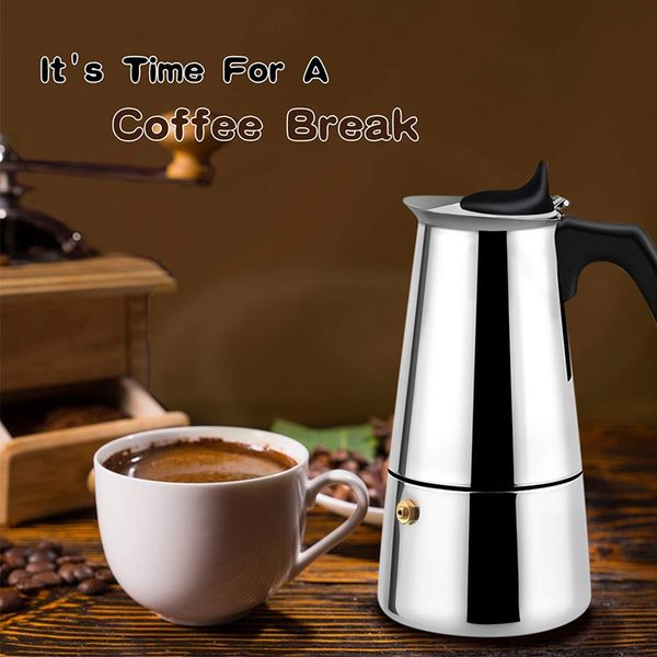 

100/200 / 300 / 450мл портативный эспрессо чайник горшок из нержавеющей стали с электрической плитой фильтр percolator кофе brewer kettle