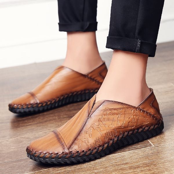 

мужчины причинно обувь ручной работы из натуральной кожи мужчин мокасины лоферы, Black