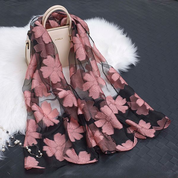 

cotton autumn flower organza cutting scarf women fashion spring linen accessories scarf leaf pattern lace silk shawl panelled new mgiqw, White;black