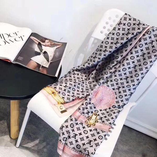 

Hot Fashion Silk Scarf for Women Spring Summer European Lock design Long Scarves Wrap with Tag 180x90Cm Shawls
