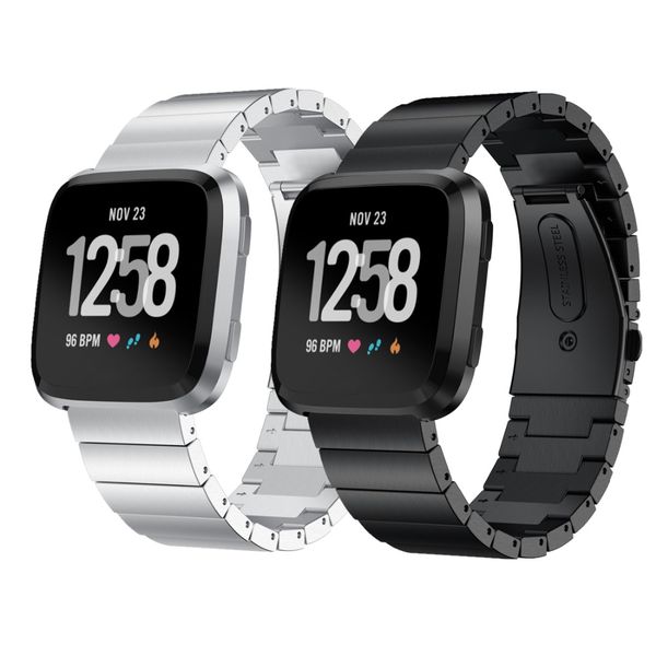 

watch band for versa/versa 2/versa lite strap bracelet stainless steel replacement watchband wrist belt smart accessories, Black;brown