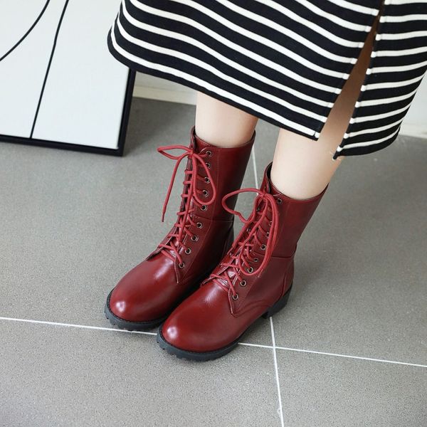 

big size boots women shoes ankle boots for women ladies shoes woman winter willow cross strap flat heel, Black