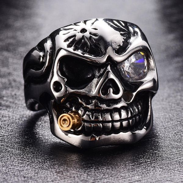 

wholesale special rings vintage skull mens rings creative punk style rings hip hop fashion jewelry ing, Golden;silver