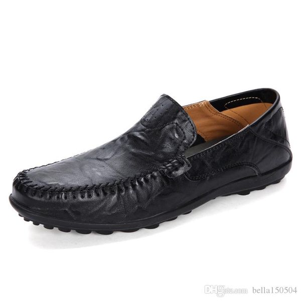 

24 styls designer genuine leather luxury casual shoes lace-up or slip-on men's suit shoe dress shoes breath driving car shoes big size, Black