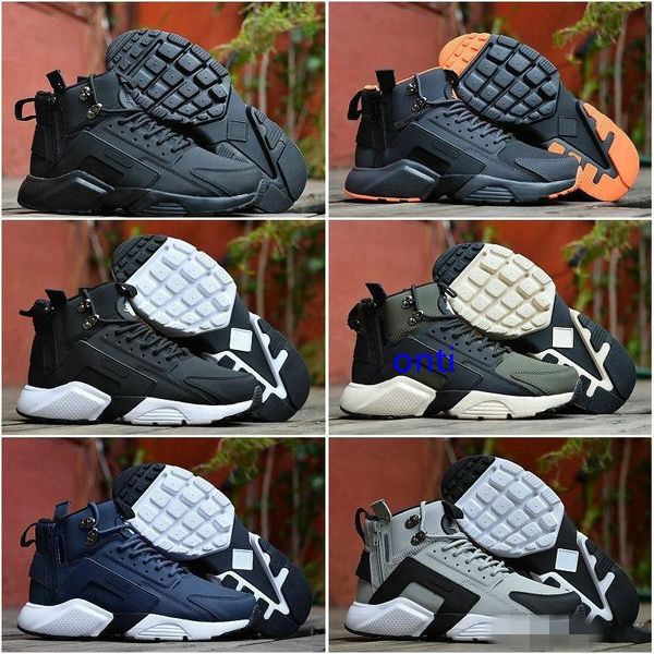

2019 new air huarache 6 x сокращение city mid кожа высокий лучшие huaraches кроссовки мужчины спорт huraches кроссовки hurache zapatos разме, Black