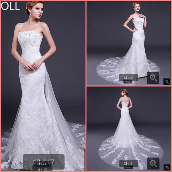 

robe de soiree белые кружевные свадебные платья русалка без бретелек возлюбленной декольте суд поезд свадебные платья плиссированные корсетн, White