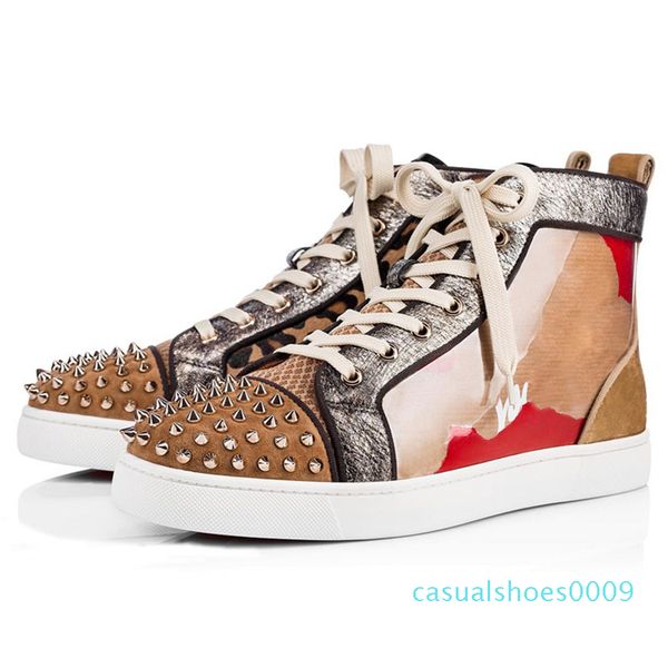 

fashion red bottoms shoes for men women casual luxury designer spikes sneakers tripler s platform red bottom trainers big size us 13 c09, Black