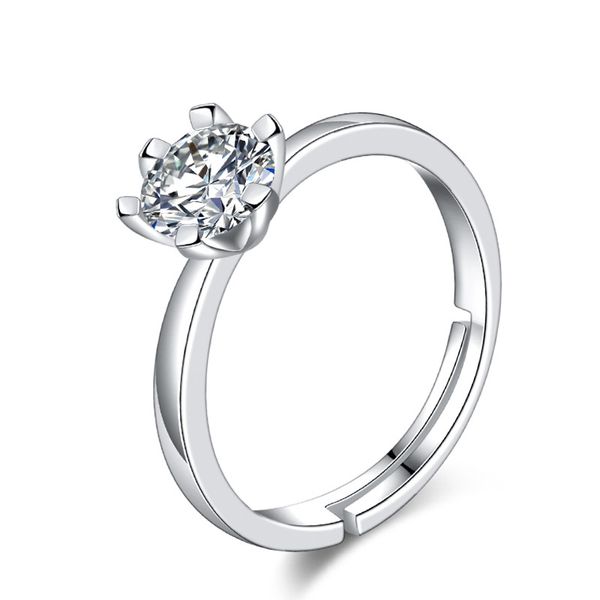 

925 sterling silver zircon clear cz simple finger rings for women engagement wedding statement jewelry, Golden;silver