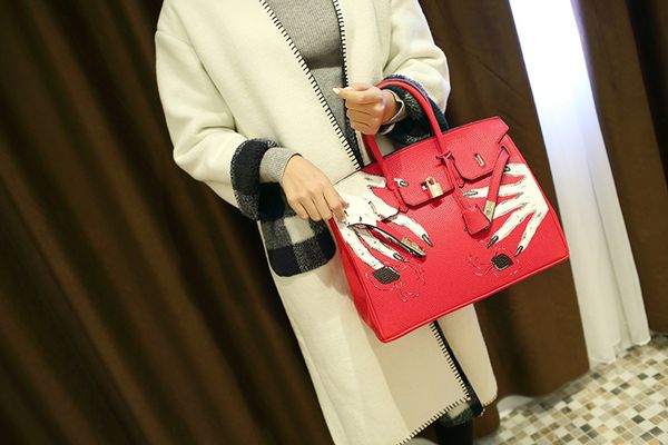 

панк череп рука женские сумки натуральная кожа ручная роспись ручной рисунок настоящая коровья кожа дизайнерские сумки высокое качество cros