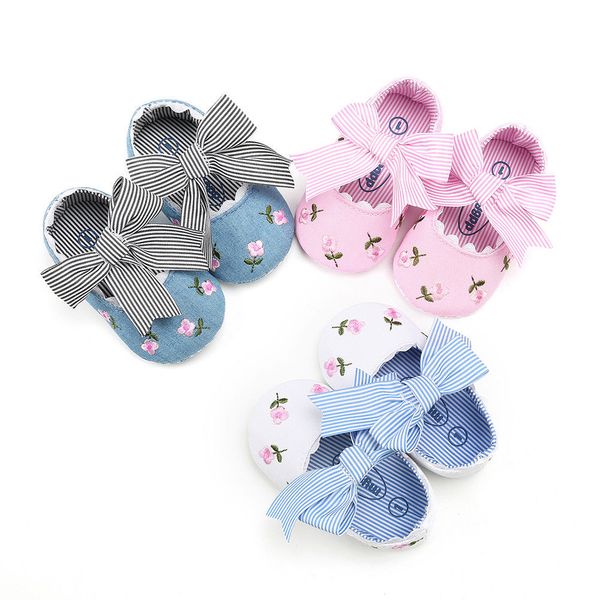 

newborn baby girls bow anti-slip floral crib shoes soft sole sneakers prewalker princess baby shoes 0-18m