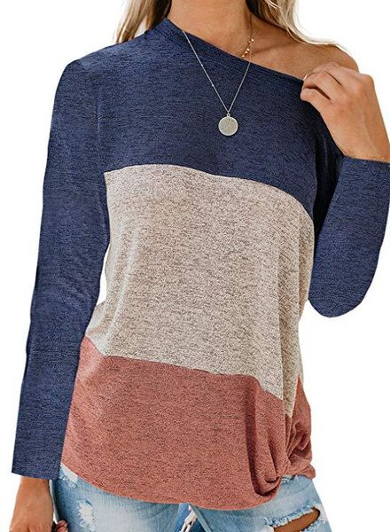 

amazon's popular new casual long sleeve round neck loose kink in autumn 2019 contrast large women's t-shirt, White