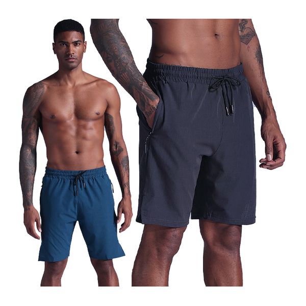 

running shorts men knee 2021 summer gym quick dry beach trousers loose lightweight sports short pocket bodybuilding, Black;blue