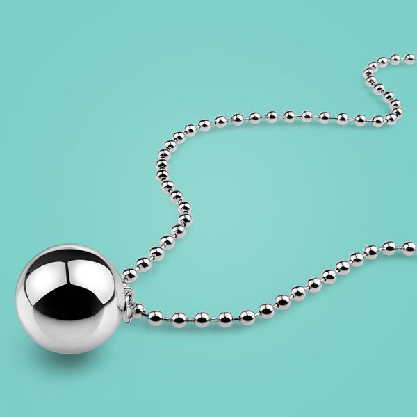 

woman 925 sterling silver necklace,concise style ball pendant,girls beads chain,fashion silver jewelry,a birthday present