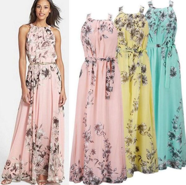 

women maxi dress o neck sleeveless floral print casual plus size s- 2xl summer europen american fashion clothes, Black;gray