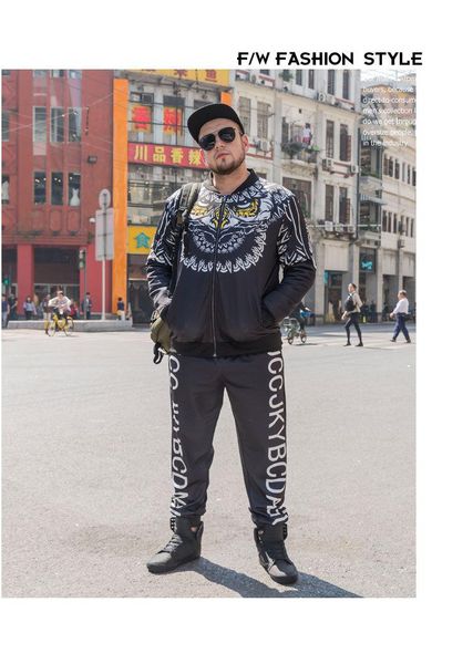 

2020 fashion luxury tracksuit sets for eagle pattern running clothes sportswear sports suit men's jacket+pants sets plus size l-7xl 2pc, Gray