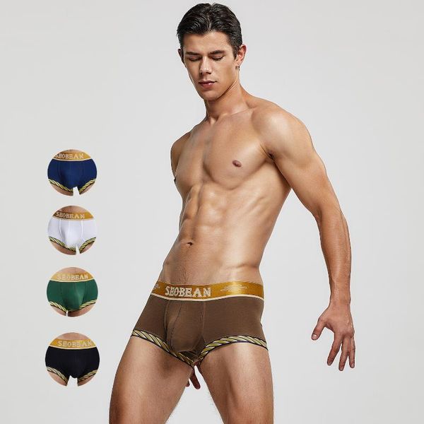 

2020 new men`s underwear cotton boxer plus size man spandex elegant intimates pajama shorts ropa interior hombre calecon homme, Black;white