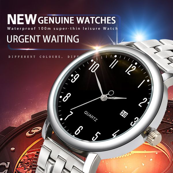 

2019 luxury watches men new fashion high-end wristwatches quartz letter watch steel strap brand business relogio masculino, Slivery;brown