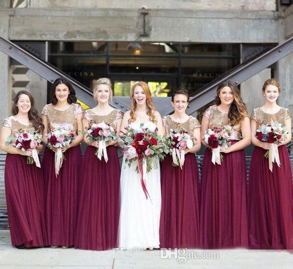 

elegant cap sleeve bridesmaid dresses with burgundy navy blue sequin wedding maid of honor gowns women party formal wear plus size, Blue;red
