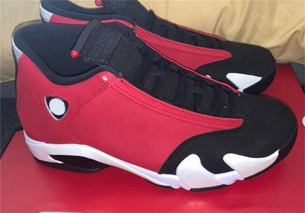 

final version 14 og high gym red men basketball shoes gym red black white retro 14s 487471-006 athletic sneakers with box