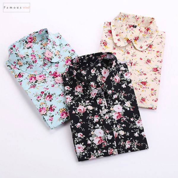 

floral women blouses polka dot blouse long sleeve shirt women cotton camisas femininas blusa ladies feminina, White