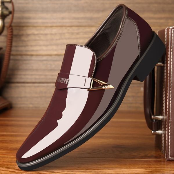 

qzhsmy mens dress shoes genuine leather slip-on man dress shoes black