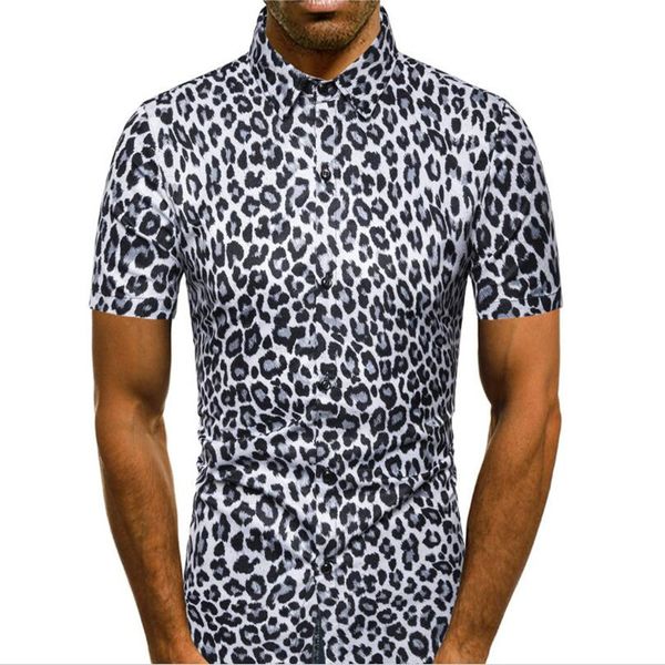 

summer 2019 fashion casual gold leopard print men's long-sleeved become hip-hop style animals, White;black