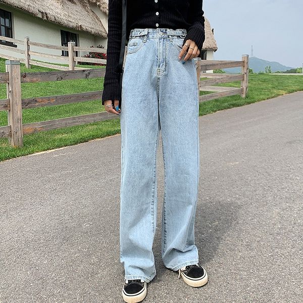 

women's jeans guuzyuviz light blue pants denim ladies trousers loose jean taille haute femme vintage mom high waist wide leg