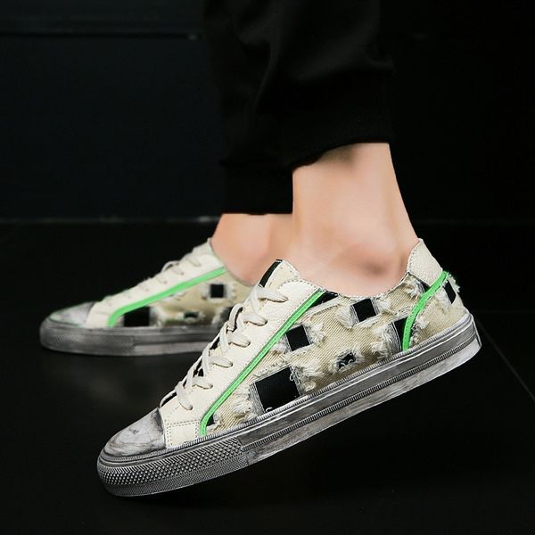 

autumn and winter new crepe cloth old shoes sneakers canvas shoes small white fluorescent quality men's casual, Black