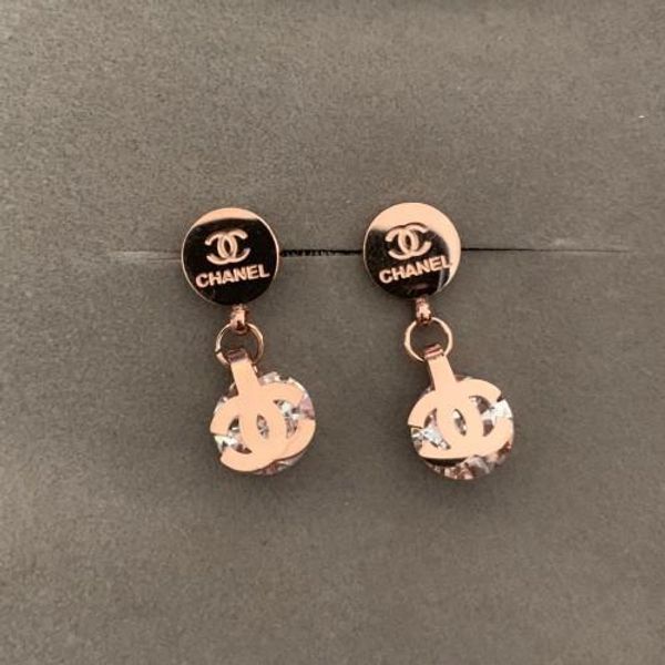 

girls fashion wedding 316l titanium steel rose gold big diamond letter drop earrings dangle for women lady christmas gift, Slivery;golden