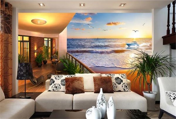 

custom p 3d wallpape beautiful sea view room 3d landscape background wall beautifully decorated wallpaper