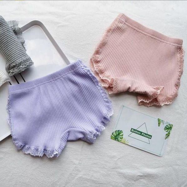 Summer Girls Shorts Lace Girl Calças de Segurança Cor Sólida Underwear Shorts Bolinhos Buinhos Boutique Kids Roupas 5 cores 7pcs DW5458
