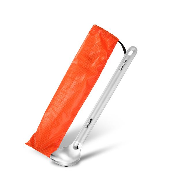 

titanium outdoor tableware long handle spoon hiking fork spoon portable matte finish dinner spork cutlery camping picnic