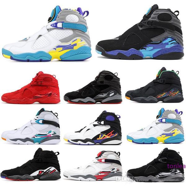 

8 8s men basketball shoes valentines day aqua white black chrome countdown pack 3peat playoff mens trainer sports sneaker 7-13