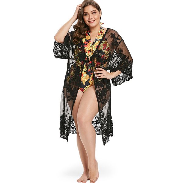 

rose gal women lace cardigan drop shoulder beach wear swimwear bikini cover up blouse beach cape pareo bathing suit, Blue;gray