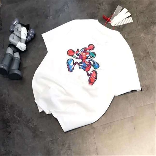 

010069 fashionable women's t-shirt mechanical contrast color cotton short half 010069 fashionable women's t-shirt spray mechanical, White