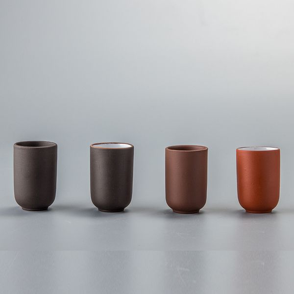 

4pic/1 set small tea cups china antique purple clay tea bowl ceramic chinese kung fu portable coffee & tea tools d052