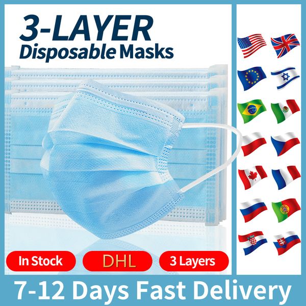 

dhl ce 2000 pcs disposable face masks thick 3-layer masks with earloops for salon home use comfortable dust-proof mask