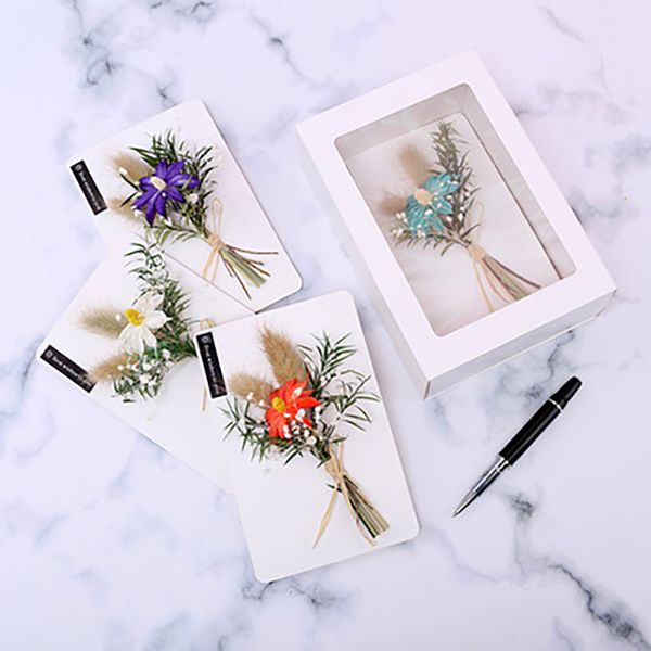 

1set diy dried flower greeting cards handmade creative birthday wedding invitation card thanksgiving bouquet blessing papercard