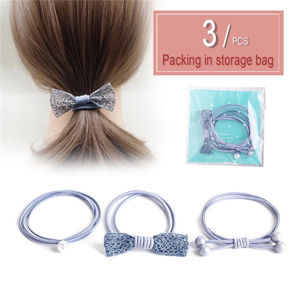 

3 шт./компл. эластичные ленты для волос для женщин девушки 2019 новый волос группа узел жемчужные повязки набор 2019 мода аксессуары для вол, Slivery;white