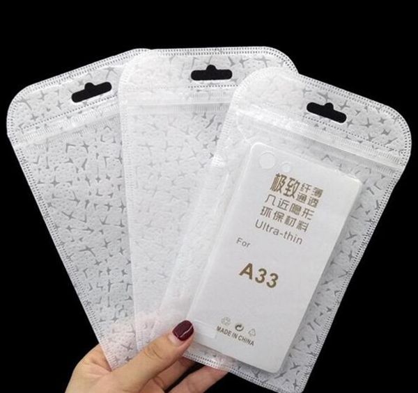 

1000pcs 5 size plastic flower zip lock cell phone case event bags with hang hole for mobile phone shell packaging zipper bag