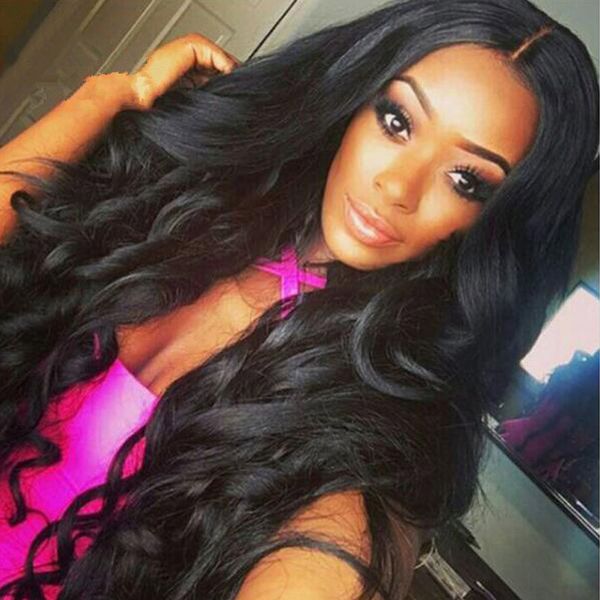 

wig female europe and america popular temperament mid-point big wave long curly hair fluffy black front lace chemical fiber hair wig high qu