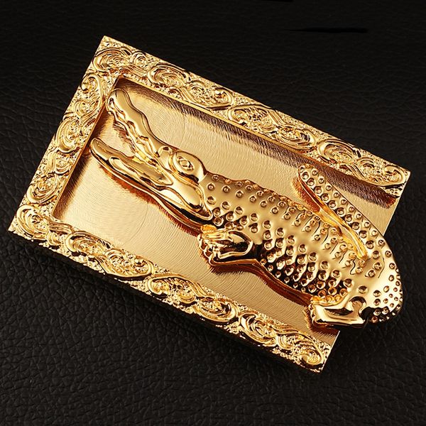 

pure copper leopard leather head crocodile smooth buckle men's belt belt buckle pants head suitable for belts below 3.8, Slivery;black